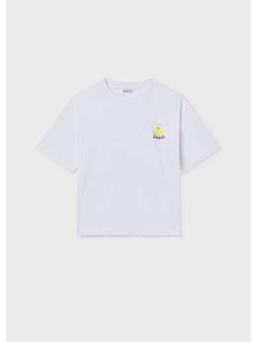 Детска свободна тениска в бял цвят с щампа Mayoral