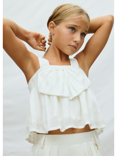 Детски елегантен топ с презрамки и воали в бял цвят Mayoral