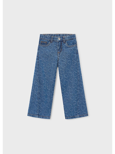 Детски разкроени дънки в син цвят с бродерия сърца Mayoral