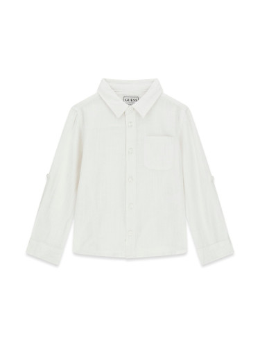 Детска риза с джобче в бял цвят Guess