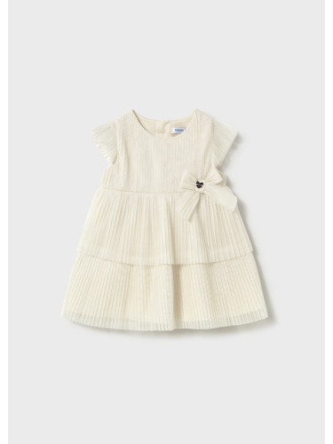 Детска рокля плисе в цвят екрю с панделка Mayoral