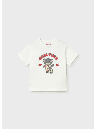 Бебешка блуза в бял цвят с надпис и щампа шапка Mayoral