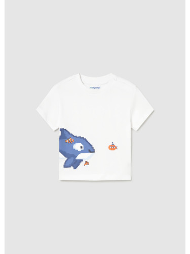 Бебешка блуза в бял цвят с щампа акула Mayoral