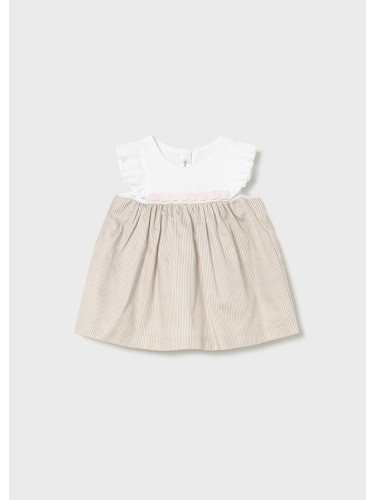 Бебешка рокля райе в цвят екрю Mayoral