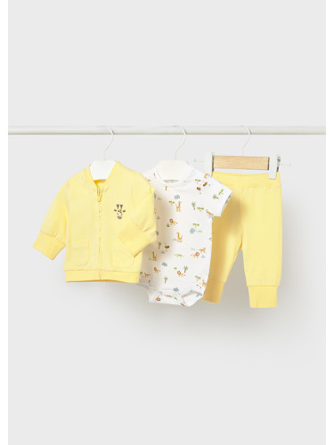 Бебешки комплект от три части в жълт цвят с щампа лъв Mayoral