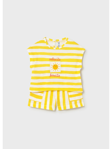 Бебешки комплект в жълт цвят на райе с щампа Mayoral