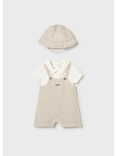 Бебешки комплект от гащеризон с шапка в бежов цвят Mayoral