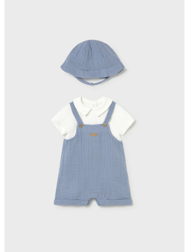 Бебешки комплект от гащеризон с шапка в син цвят Mayoral