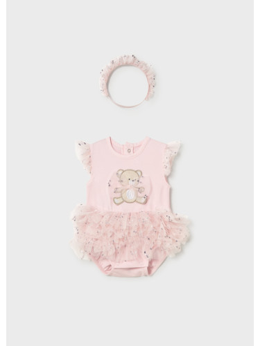 Бебешка боди рокля с пачка и диадема в розов цвят Mayoral