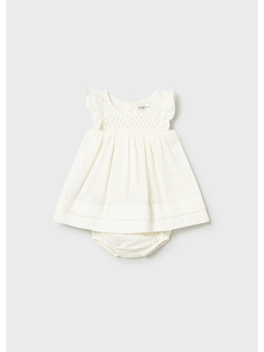 Бебешка рокля в цвят екрю с изчистен десен Mayoral
