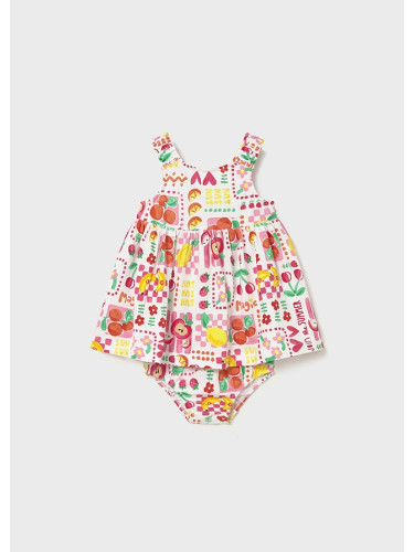 Бебешка трикотажна рокля в бял цвят с щампи Mayoral