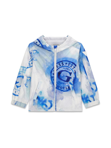 Детско яке тип ветровка в син цвят с щампи Guess