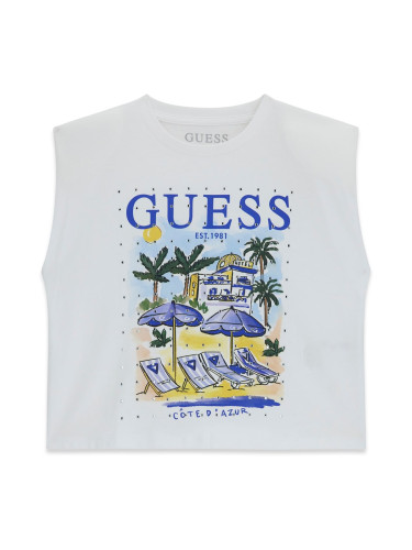 Детски бял потник с камъни Guess