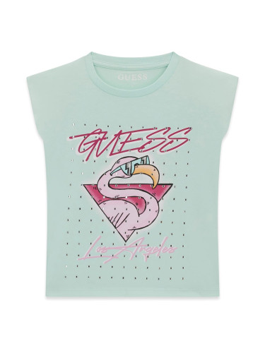 Детски потник с фламинго в цвят мента Guess