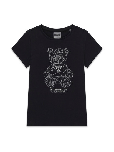 Детска тениска с мече в черно Guess