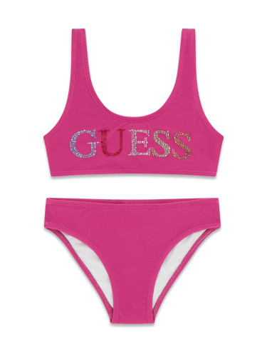Детски бански от две части в цвят циклама Guess