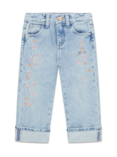 Детски дънки с бродерии на цветя Guess