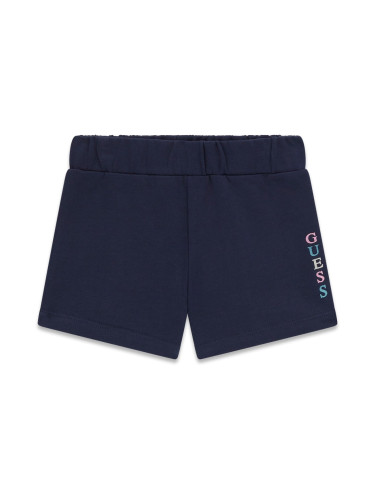 Детски къси панталони в тъмносиньо с бродения Guess