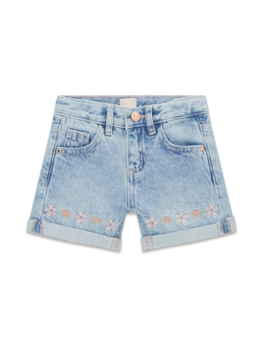 Бебешки къси дънки с бродерии на цветя Guess