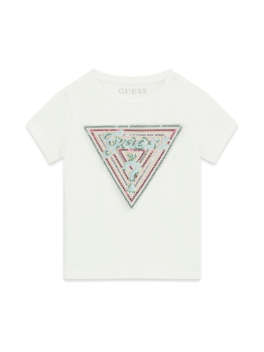 Детска тениска с триъгълно лого в пайети Guess