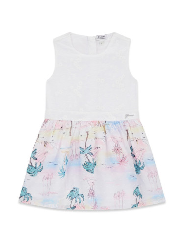Детска лятна рокля на палми в бяло Guess
