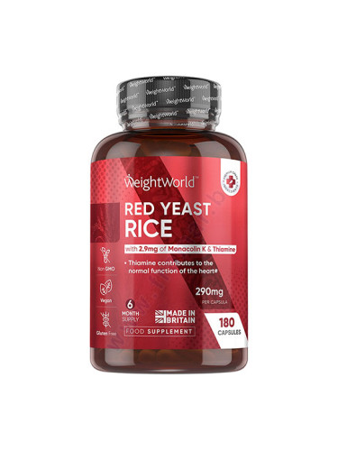 УЕЙТ УЪРЛД ЧЕРВЕН ОРИЗ (ДРОЖДИ) + КОЕНЗИМ Q10 И ВИТАМИН B1 капсули * 180