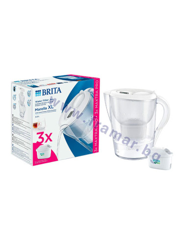 БРИТА ФИЛТРИРАЩА КАНА ЗА ВОДА MARELLA XL MEMO БЯЛА 3.5 л + 3 ФИЛТЪРА MAXTRA PRO