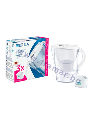 БРИТА ФИЛТРИРАЩА КАНА ЗА ВОДА MARELLA COOL MEMO 2.4 л (БЯЛА, ГРАФИТ) + 3 ФИЛТЪРА MAXTRA PRO
