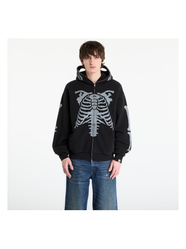 Суитшърт A BATHING APE Skeleton Shark Heavy Washed Cropped Fit Full Zip Hoodie M Black S