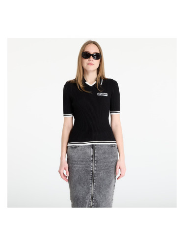 Тениска Off-White Rib Viscose Knit S/S Polo Black L