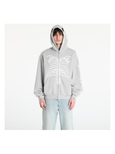 Суитшърт A BATHING APE Skeleton Shark Heavy Washed Cropped Fit Full Zip Hoodie M Gray L