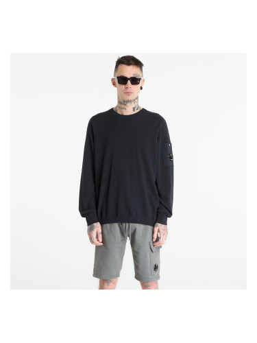 Суитшърт C.P. Company Cotton Crepe Crewneck Lens Sweater Black L