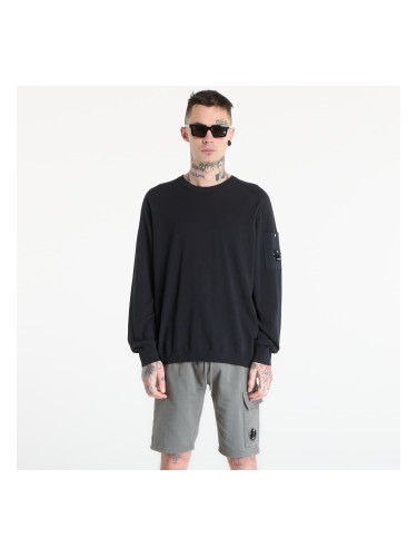 Суитшърт C.P. Company Cotton Crepe Crewneck Lens Sweater Black XL