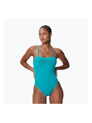 Дамски цял бански костюм Speedo Endurance+ Logo Thin Strap mayan blue