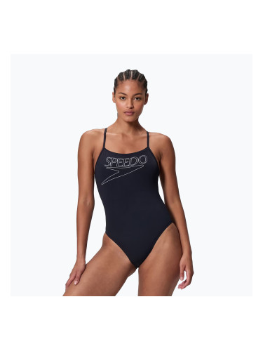 Дамски цял бански костюм Speedo Endurance+ Logo Thin Strap anthracite