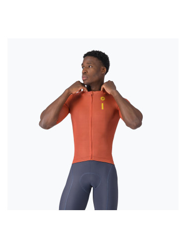 Мъжка тениска за колоездене Castelli Drittone Logo paprika/mango mojito