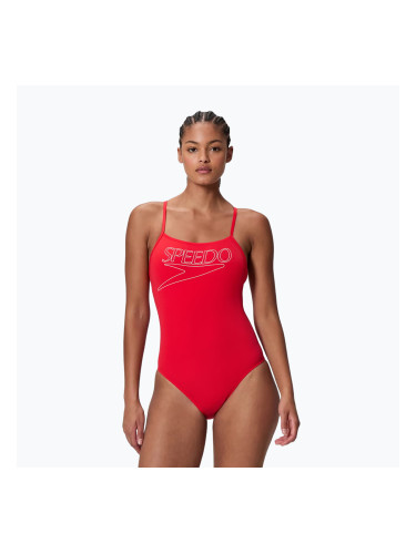 Дамски цял бански костюм Speedo Endurance+ Logo Thin Strap high risk red