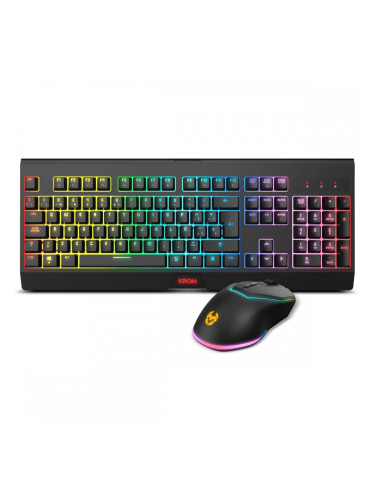 Клавиатура с мишка Krom Kabala Черен Многоцветен Испанска Qwerty