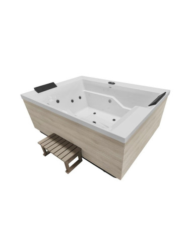 Външно джакузи ZADAR с покривало и стъпала, бяло