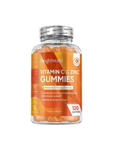 УЕЙТ УЪРЛД ВИТАМИН C + ЦИНК ГЪМИ С ВКУС НА ПОРТОКАЛ желирани таблетки * 120 