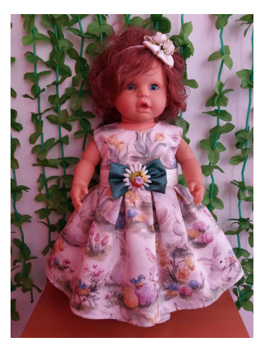 Официална детска/бебешко рокля със зайчета