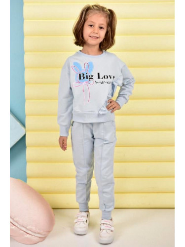 Детски спортен комплект от блуза и панталон в светлосиньо със зайче