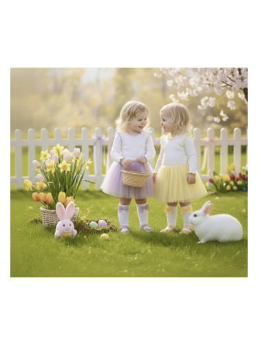 Детска ежедневна рокля с дълъг ръкав в бяло и жълто с къдрички с кант 