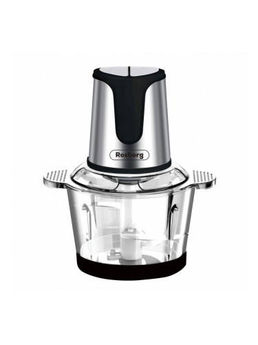 Чопър Rosberg R51111E, 500W, 3 литра, Стъклена купа, 2 скорости, Инокс/черен