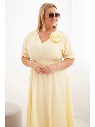 Италианска рокля Kesi с големи размери и V-образно деколте в жълто