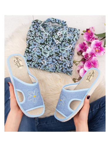 Дамски чехли Natural Style NS-012 синьо-бежови