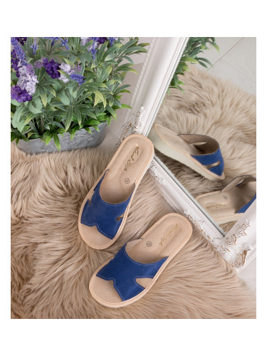 Дамски чехли Natural Style NS-118, синьо-бежови