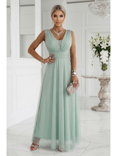 Макси рокля с брокатен акцент - Шамфъстък