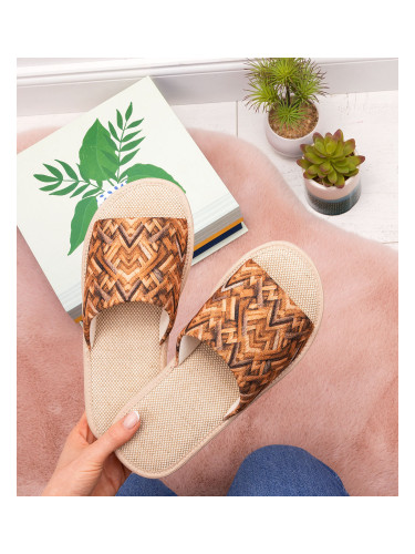 Дамски чехли Natural Style NS-091 кафяво-бежови