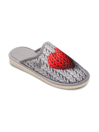 Дамски чехли Natural Style NS-100 сиви сърца